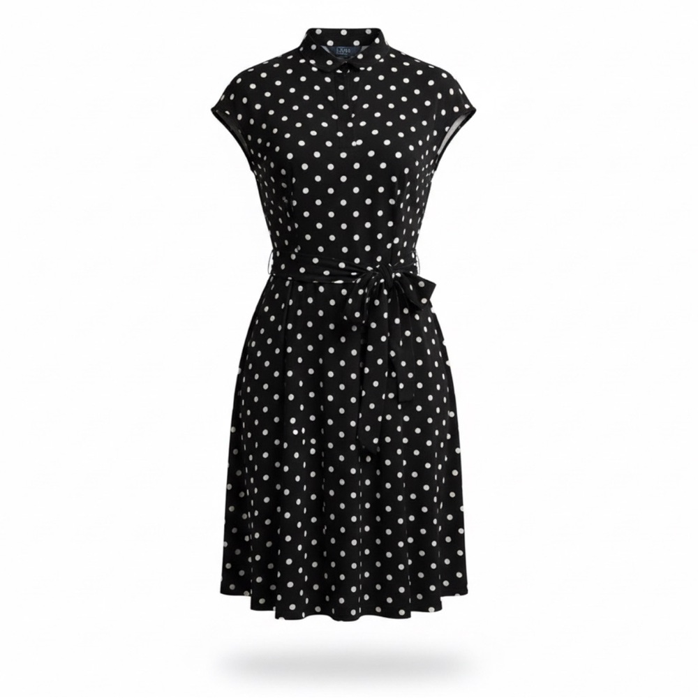 Ralph Lauren Navy Polka Dot Dress